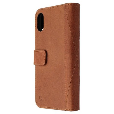 DECODED Full Grain Leather Folio + Case for Apple iPhone XR - Cinnamon Brown