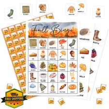 HMJKL Fall Bingo Game Cards Set for 24 Players Thanksgiving