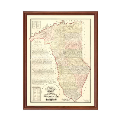 Old Map of Greenville County, SC 1882 - Vintage South Caroli