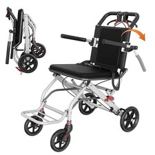 Lightweight Folding Wheelchair for Adults Seniors Portable Transport Chair White