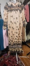 Vintage Custom Peach Pink Beads & Bangles Straight Cut Midi Tea Length Dress S