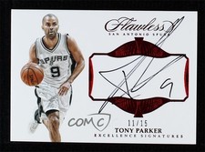 2016 Panini Flawless Excellence Signatures Ruby 11/15 Tony Parker Auto HOF 3d3