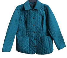 Chico's Quilted Snap Button Front Jacket Women's 2 Large 12/14 Teal GREAT COLOR