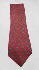 Bert Pulitzer Mens Silk Tie Red Geometric Medallion Pattern Made in USA