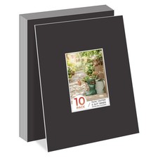 10 Pack 11x14 Black Picture Mats, 5x7 Photos, White Core Bevel Edge, 4-Ply