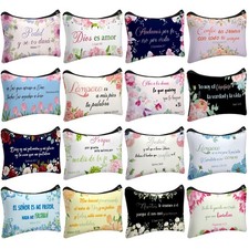 16 Pcs Canvas Makeup Bags Gifts Bulk Mother Day Inspirational Christian Relig...