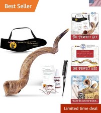 Israel Shofar Set, Natural Kudu Horn Shofar, Kosher Shofar Yemenite Tradition...