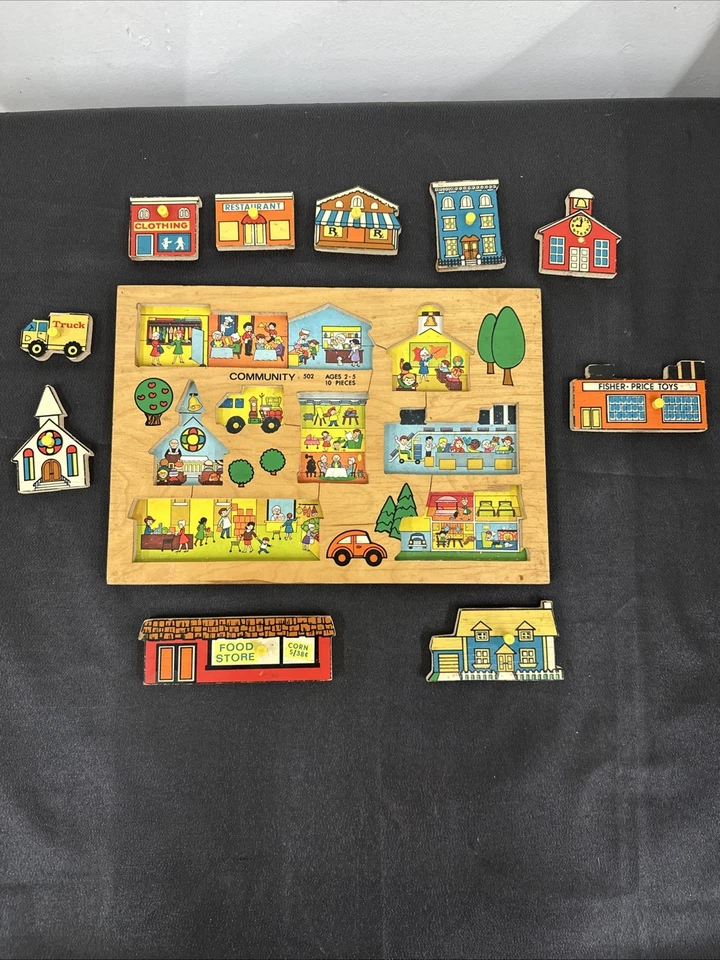 Fisher Price Community Wooden Puzzle 502 Pick Up & Peek Holland 1971 / 72 FP - Image 3 of 4