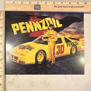 Pennzoil Racing Sign 1994 Original Gas & Oil NASCAR Yellow Black Red
