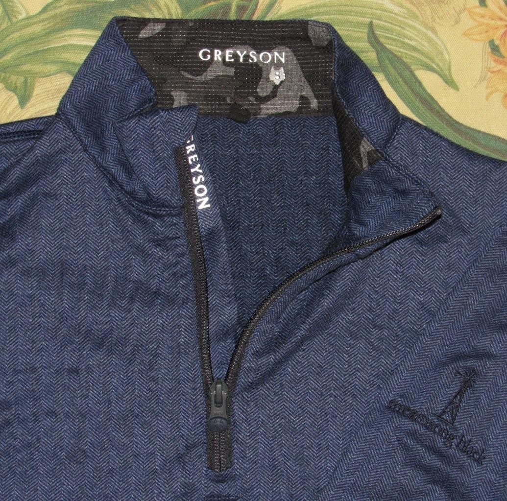 GREYSON Blue Herringbone Performance Sweater Stre… - image 1