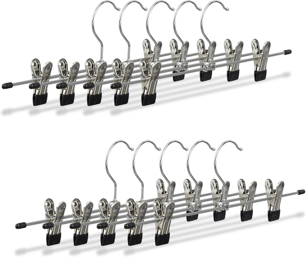 HosenbüGel Metall, 10Er Set RockbüGel, KlemmbüGel Verstellbar, KleiderbüGel, Hbt-image