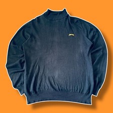 Slazenger Heritage Gold Mens Medium Black Embroidered Turtle Neck Golf Jumper