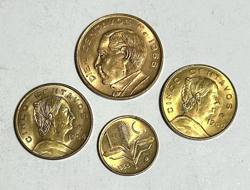 Mexico BU Coin E Lot 10 5 1 Centavos snake world 4 COLLECTIBLE COINS