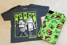 Minecraft Pajama Set Size XS 6/7 Shirt And Joggers Green 2x Bundle Mojang