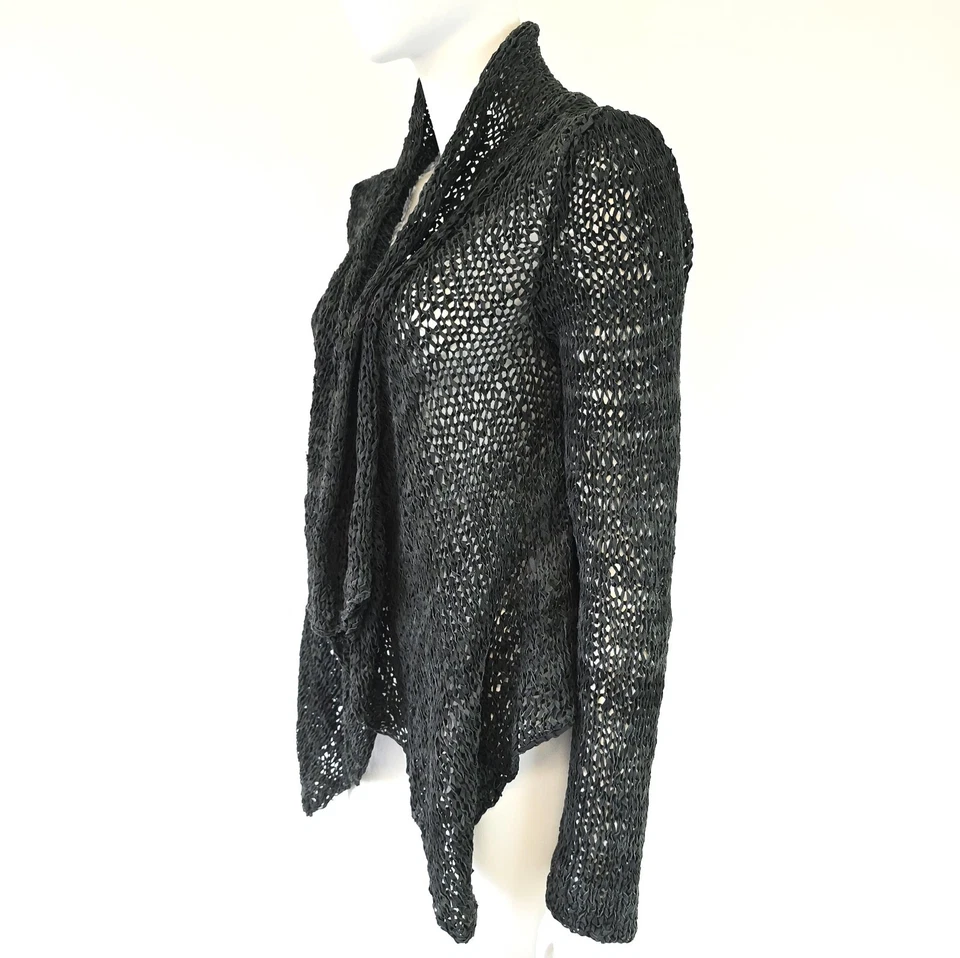 STUNNING WOMENS MUUBAA ALL LEATHER KNIT CARDIGAN JACKET GRANITE GREY XS / S RARE - Image 4 of 4