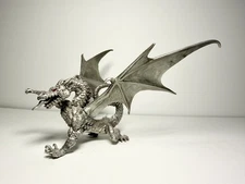 Pewter Rawcliffe RF 3010 Attacking Dragon With Red Eyes, Open Wings, Tongue 10oz