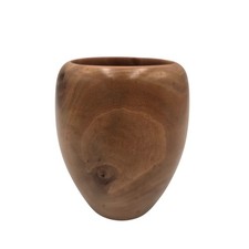 Vintage Handcrafted Wooden Vase 4" x 3" Artist Signed 2004