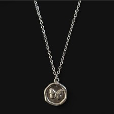 handcrafted stainless steel silver butterfly necklace (50cm length)