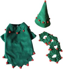 Christmas Elf Outfit Cat Costumes Holiday Halloween Pet Clothes Soft M