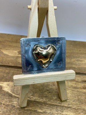 Vintage Sandy Comstock Sterling Silver & Brass Heart Pin 2 