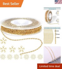 Non-Tarnish Gold Jewelry Making Chain - 33ft with Lobster Clasps  Rings