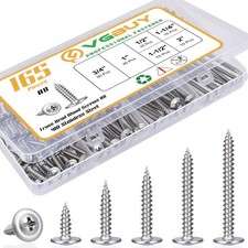 VGBUY 165Pcs 8 Modified Truss Head Wood Screws Assortment Kit, Silver
