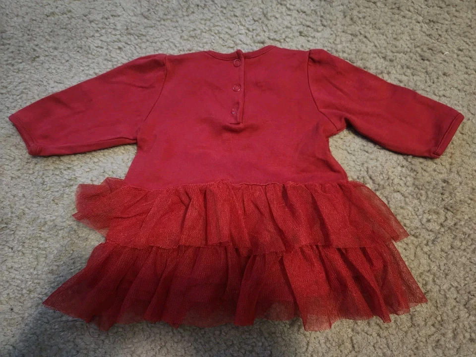 红色女孩迪士尼裙子衬衫米妮快乐假日圣诞节 3M — 第 3/4 张图片