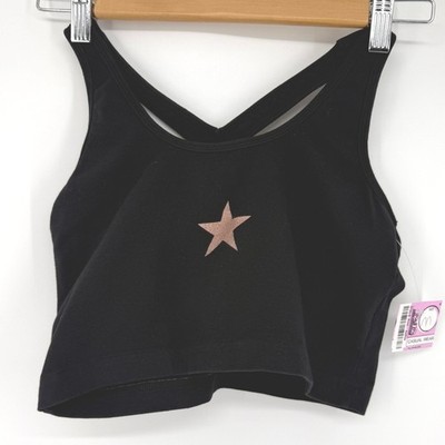 Hard Tail Forever New Y2K Womens Black Star Graphic Racerback Sports Bra Medium