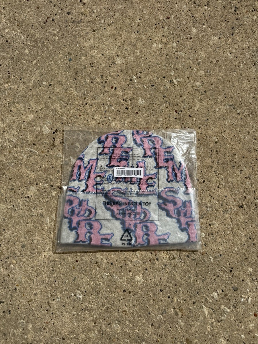 Supreme Slanted Gothic Outline Beanie SS26 Light Pink IN HAND NOW