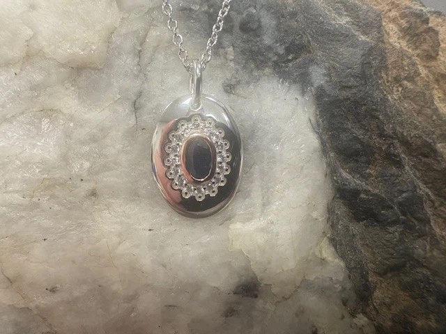 Clogau Silver & 9ct Rose Gold Princess Diana Sapphire Pendant 22" Sterling 925 - image 3 of 4