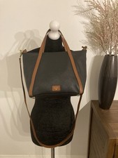 Fossil Leather Crossbody Handbag Shoulder Strap Tote Black/tan