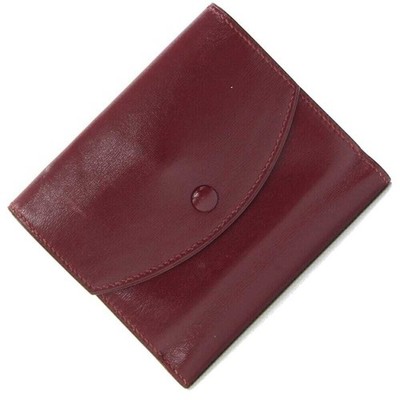 HERMES Tri-fold Wallet Bordeaux Box Calf U Stamp 1991 Compact Wallet Vintage