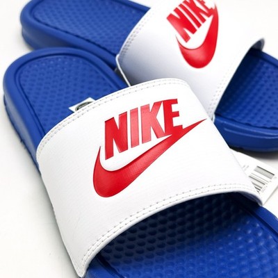 NEW* Men NIKE Benassi JDI SLIDES GAME ROYAL / WHITE (343880  display picture 1