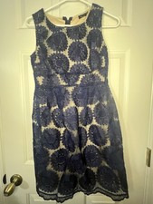 Women's Blue Lace With Tan Lining Dress Size 3