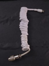 White Coiled Aviator Cable USB C to USB A for Mechanical Gaming Keyboard