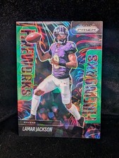 2025 Panini Prizm Lamar Jackson Fireworks Green Ice Prizm #22 SP