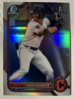 Chase DeLauter 2022 Bowman Draft Chrome Prospects Refractor Cleveland Guardians
