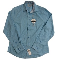 Nick Graham Men  s Long Sleeve Button Up Teal Collared Stretch Modern NWT Sm Long