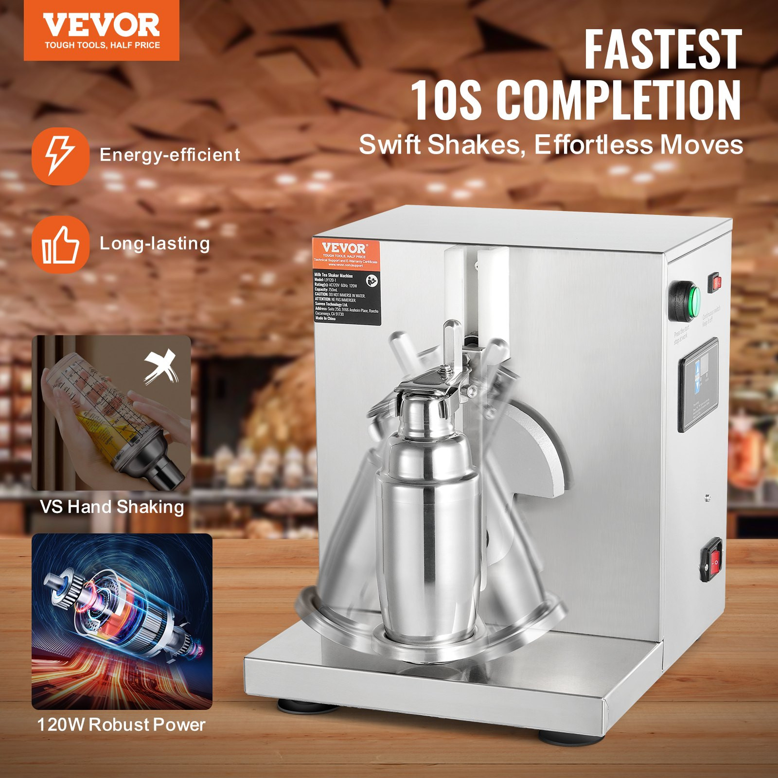Commercial Milk Tea Shaker 120W Single Head 750ml Cup 0-180s Timer