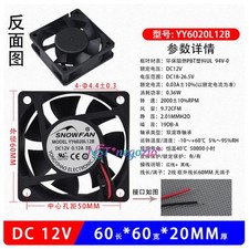 1 Pc. New YY6020L12B Cooling Fan 6020 DC12V 0.12A 6CM 2Pin