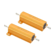 50W 6 Ohm Aluminum Shell Resistor, 2 Pack Aluminum Housing Resistor, Golden