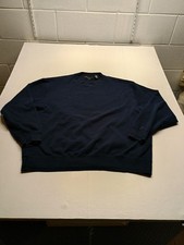 Men's Greg Norman Blue Large 100 Cotton Shark Embroidery Long Sleeve Sweater