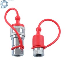 3/8" Npt Iso 7241-B Quick Hydraulic Coupling Set Alloy Steel Dust Caps Includes