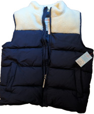 Puffer Vest - Cat Jack Navy Blue With Cream Fleece Youth SZ Large New