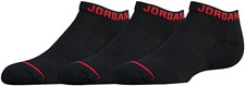Nike Kids 3 Pk Black Red No Show Polyester Jordan Basketball Sock Set Sz S 3Y-5Y