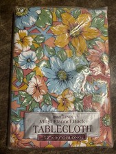 VTG HomeTrends Vinyl Flannel Back Tablecloth 52  x 90  Oblong NOS Rectangular