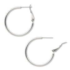 316L Surgical Stainless Steel Silver Hypo Allergenic 50mm Hoop Earrings