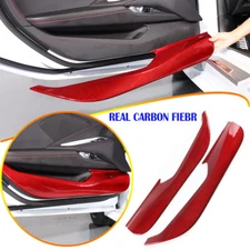 Red Real Carbon Fiber Interior Door Anti-kick Panel Trim For Corvette C8 US