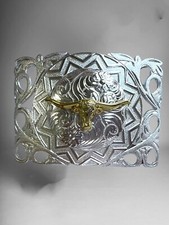Long Horn Bull Cowboy Western Belt Buckle Hebilla Vaquera Rodeo Cuernos De Toro
