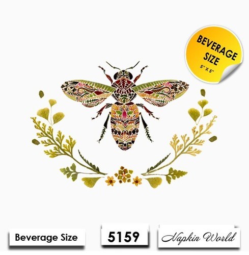 (5159) DOS servilletas decoupage de papel individuales para bebidas/cócteles - MOSAICO ABEJA - Imagen 1 de 4
